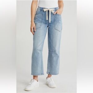 Vigoss Women's Baggy Porkchop Pocket Ankle Crop Light Blue Jeans Sz 28